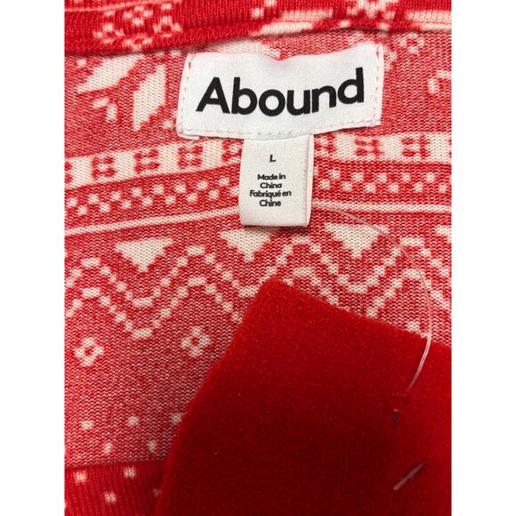 Abound Fair Isle Christmas Pajama Set L Red Top Shorts And Socks Stretch Comfy - Picture 5 of 6